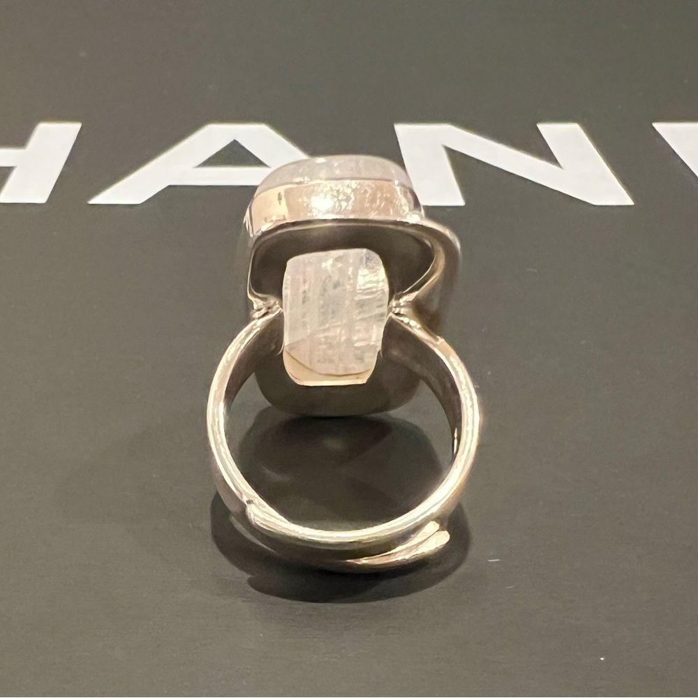 Sterling Silver Ring With Large Rectangular Moons… - image 5